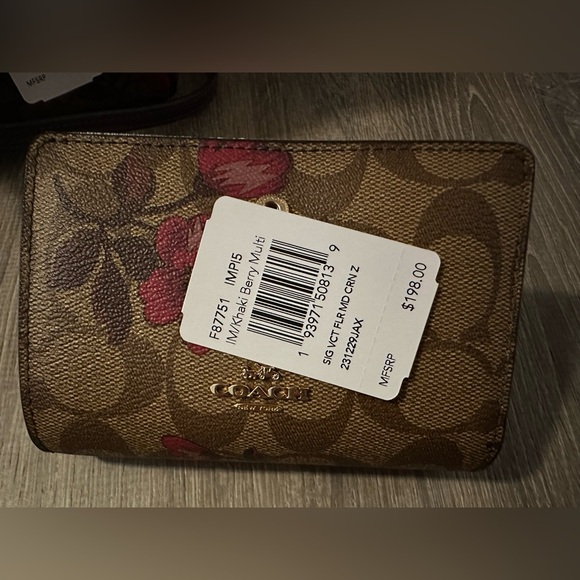 Coach Signature Canvas Victorian Floral Print Flower Wallet Crossbody Purse - Picture 9 of 9